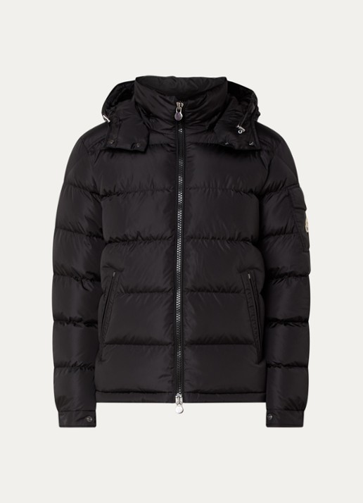 Moncler Maya puffer jack met donsvulling en afneembare capuchon - voorkant 5 zwart