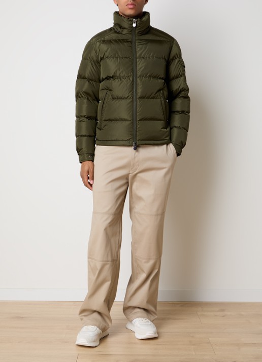 Moncler Maya puffer jack met donsvulling en afneembare capuchon - voorkant 3 bronsgroen