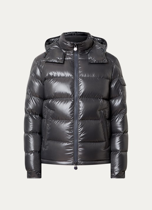 Moncler Maya puffer jack met donsvulling en afneembare capuchon - voorkant 2 grijs
