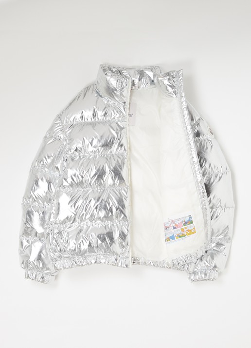 Moncler Meuse gewatteerd jack met donsvulling en metallic finish - voorkant 2 zilver