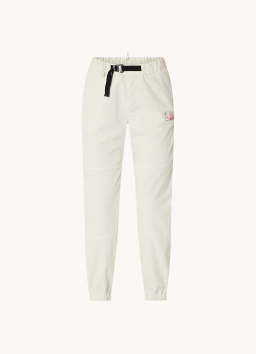 Moncler Mid waist tapered fit broek van corduroy met logopatch - voorkant 2 ivoor