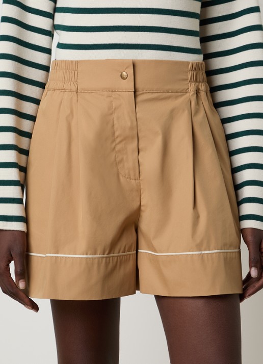 Moncler Mid waist wide fit korte broek met steekzakken - detail 3 camel