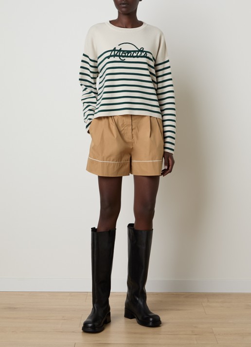 Moncler Mid waist wide fit korte broek met steekzakken - voorkant 2 camel