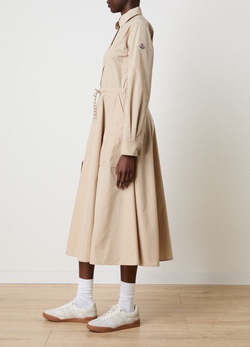 Moncler Midi blousejurk met strikceintuur - voorkant 2 beige