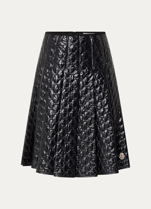Moncler Midi rok met quilt patroon - voorkant 2 zwart