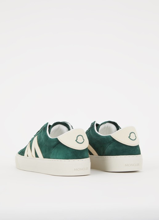 Moncler Monaco2 sneaker van suède en nubuck met logo - achterkant 6 groen