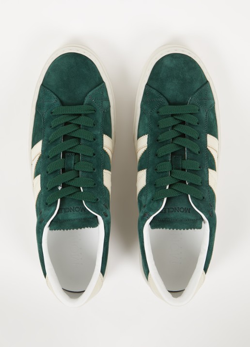 Moncler Monaco2 sneaker van suède en nubuck met logo - detail 2 groen
