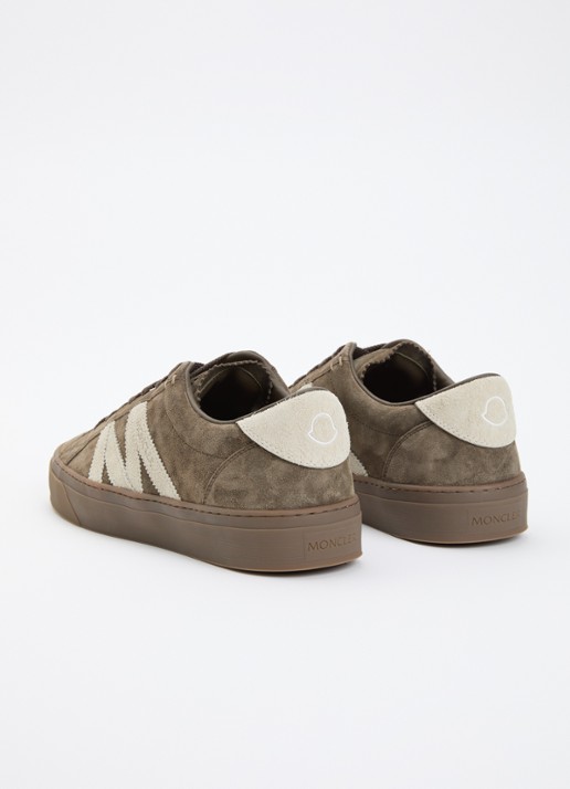 Moncler Monaco2 sneaker van suede - achterkant 7 khaki