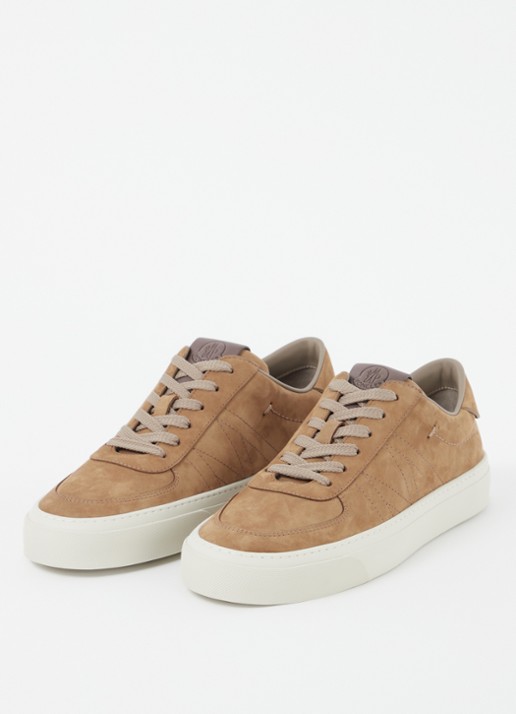Moncler Monclub sneaker van suède - detail camel