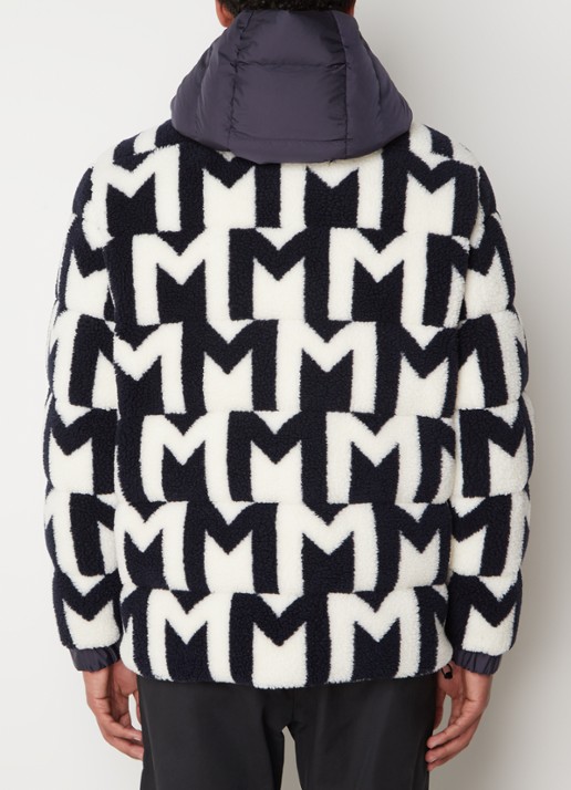 Moncler Mondego reversible puffer jack met donsvulling en ritszakken - achterkant donkerblauw