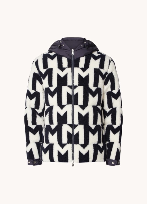 Moncler Mondego reversible puffer jack met donsvulling en ritszakken - voorkant 2 donkerblauw
