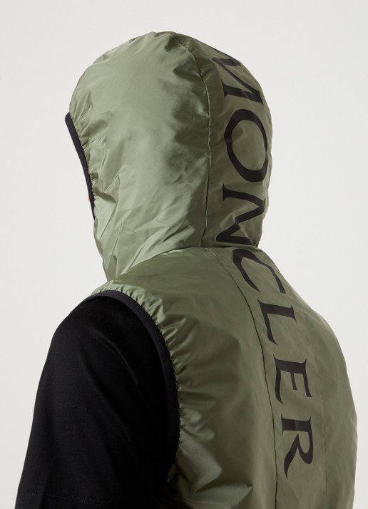 Moncler Moretan bodywarmer met capuchon en waterafstotende coating - detail 3 mosgroen