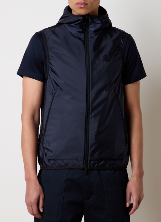 Moncler Moretan bodywarmer met capuchon en waterafstotende coating - detail 4 donkerblauw