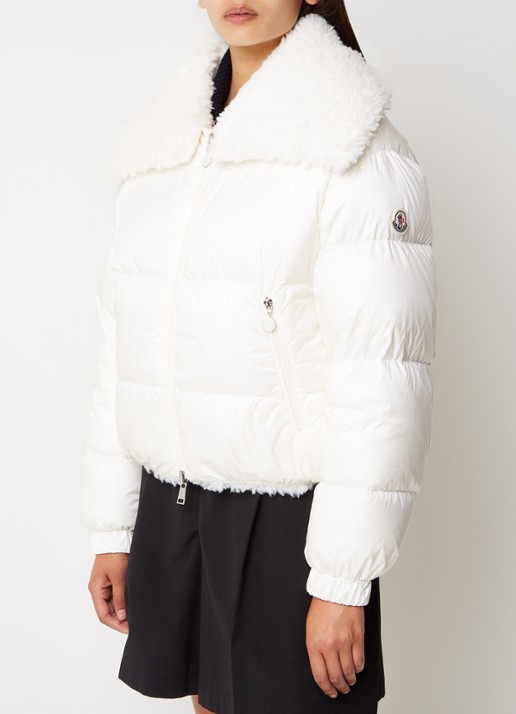 Moncler Murray reversible puffer jack van teddy met donsvulling - detail 4 gebroken wit