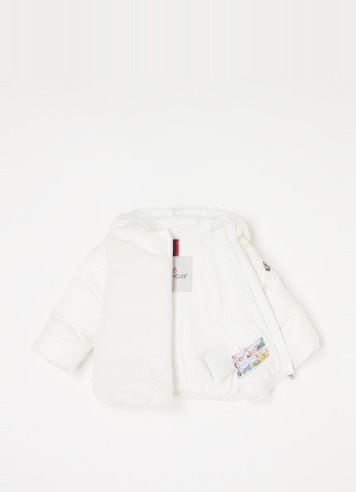Moncler Natas gewatteerde jas met donsvulling en details van imitatiebont - voorkant 3 wit