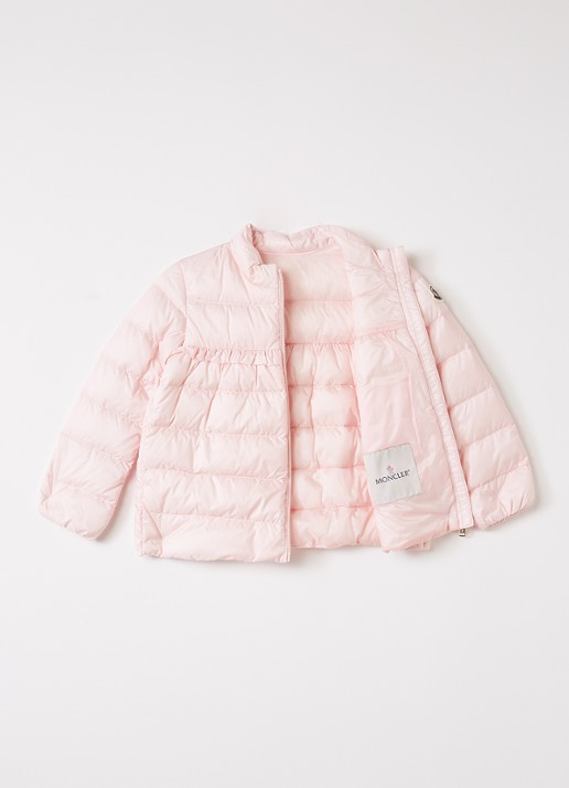 Moncler Nazife gewatteerd jack met donsvulling en volant - voorkant 2 lichtroze