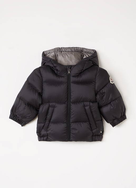 Moncler New Macaire pufferjack met donsvulling - voorkant 3 zwart