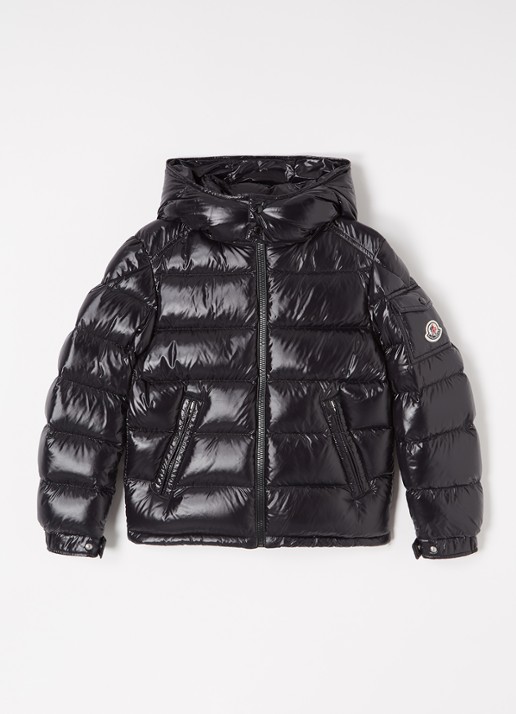 Moncler New Maya puffer jas met donsvulling en afneembaar capuchon - voorkant zwart