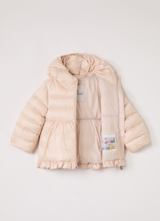Moncler Odile puffer jack met donsvulling - voorkant 2 zalmroze