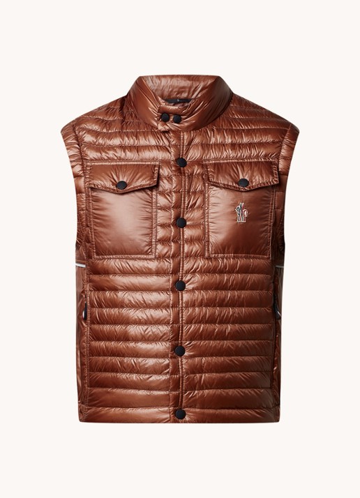 Moncler Ollon gewatteerde bodywarmer met donsvulling en logo - voorkant 5 roestbruin