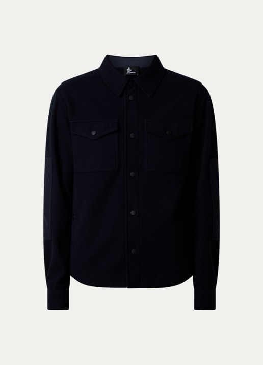 Moncler Overshirt met logoborduring en klepzakken - voorkant donkerblauw