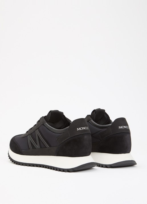 Moncler Pacey2 sneaker met suède details en logo - achterkant zwart
