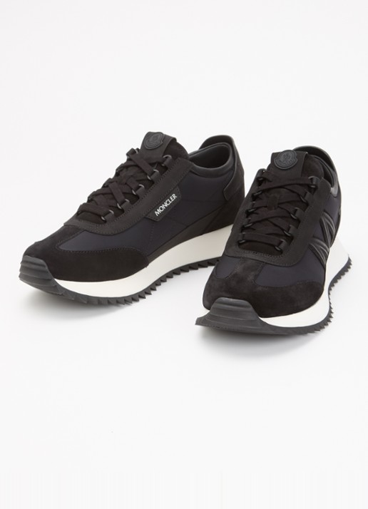 Moncler Pacey2 sneaker met suède details en logo - detail 2 zwart