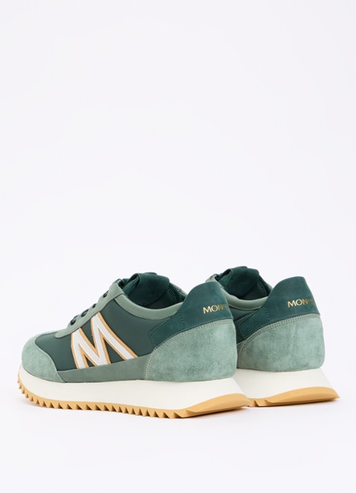 Moncler Pacey2 sneaker met suède en nubuck details - achterkant 7 lindegroen