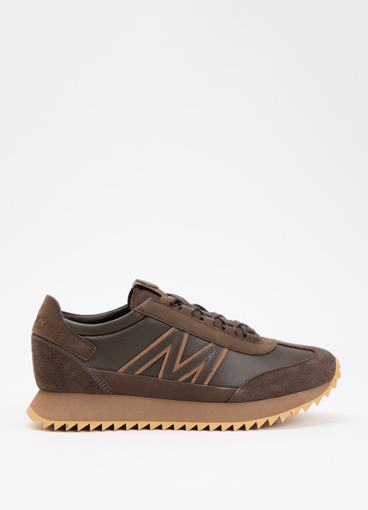 Moncler Pacey2 sneaker van nubuckleer en details van suède - voorkant bruin