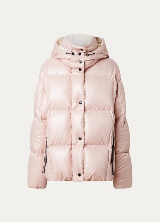 Moncler Parana puffer jack met donsvulling en ritszakken - voorkant roze