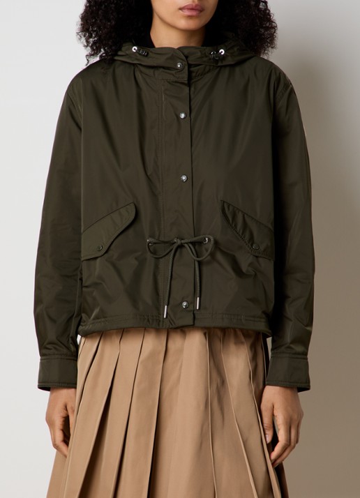 Moncler Parka met capuchon en trekkoord - detail olijfgroen