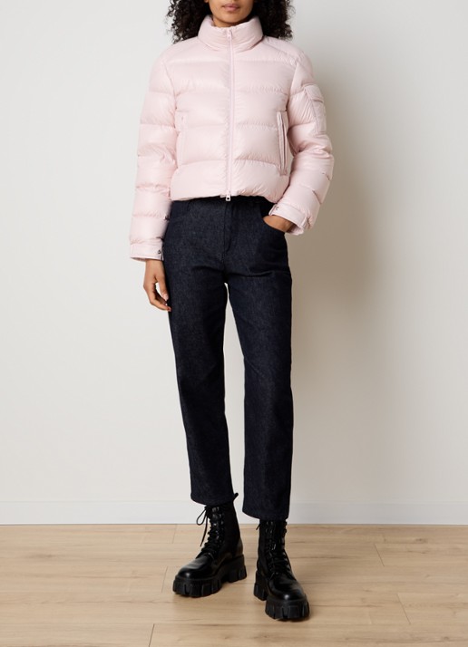 Moncler Petra gewatteerd jack met donsvulling en logo - voorkant 2 fuchsia