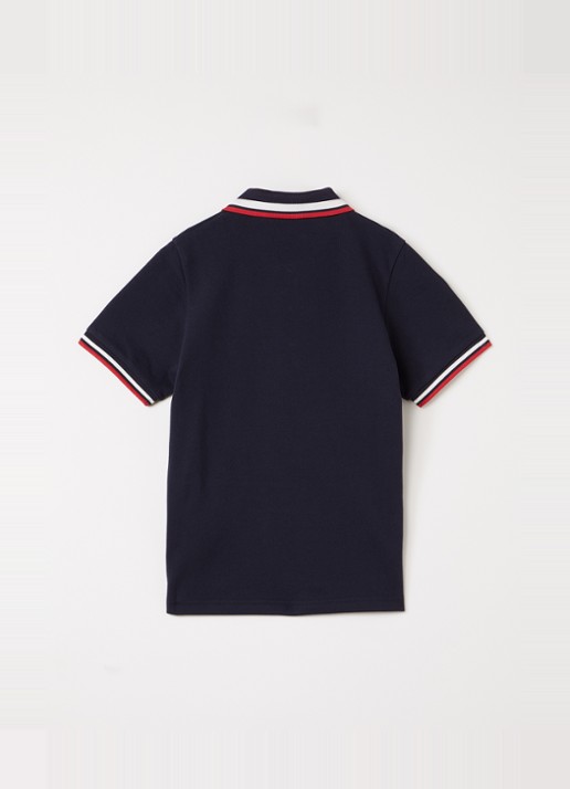 Moncler Polo met logoborduring - voorkant 2 donkerblauw