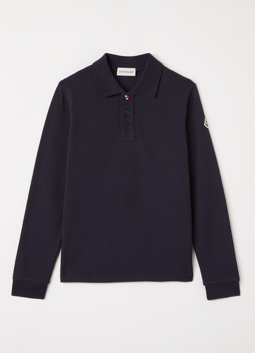 Moncler Polo met logoborduring - voorkant donkerblauw
