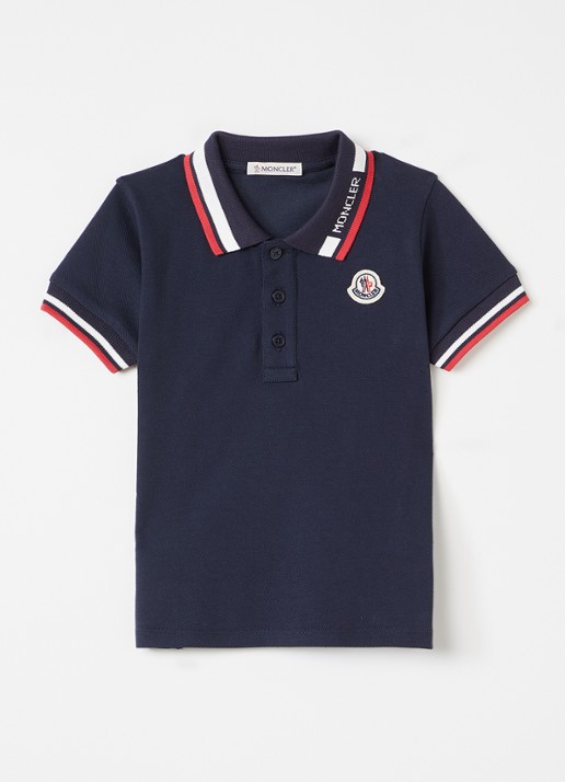 Moncler Polo met logoborduring - voorkant donkerblauw