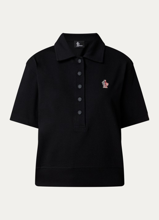 Moncler Polo met logoborduring - voorkant zwart