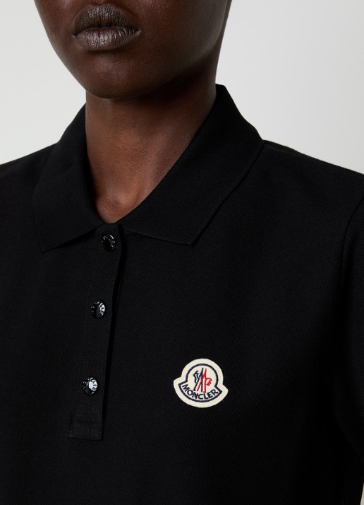 Moncler Polo van piqué katoen met getipteboorden en logopatch  - detail 5 zwart
