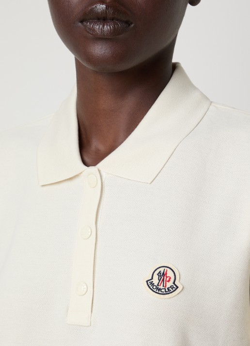 Moncler Polo van piqué katoen met getipteboorden en logopatch  - detail 3 naturel