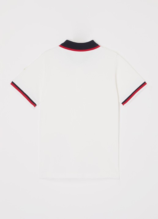Moncler Polo van piqué katoen met logo - voorkant 2 wit