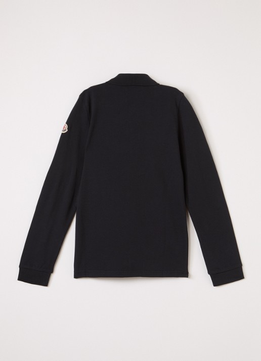 Moncler Polo van piqué katoen met logo - voorkant 3 zwart