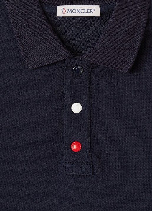 Moncler Polo van piqué katoen met logo - detail donkerblauw