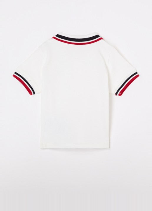 Moncler Polo van piqué katoen met logoborduring - voorkant 2 wit