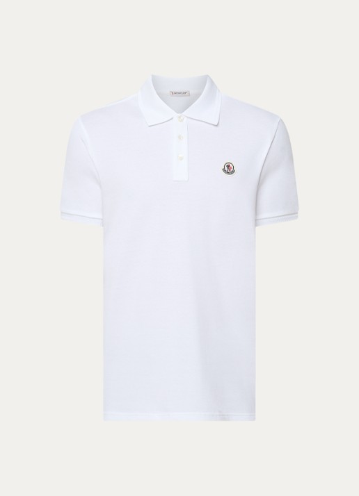 Moncler Polo van piqué katoen - voorkant wit