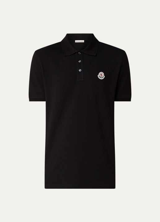 Moncler Polo van piqué katoen - voorkant 2 zwart