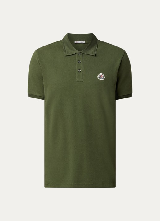 Moncler Polo van piqué katoen - voorkant bronsgroen