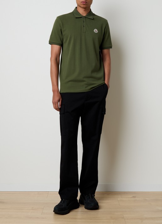 Moncler Polo van piqué katoen - voorkant 2 bronsgroen