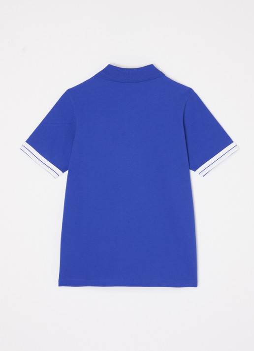 Moncler Polo van piqué katoen - voorkant 2 blauw
