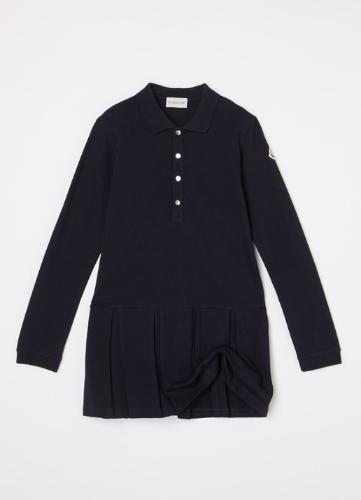Moncler Polojurk van piqué katoen met logo - voorkant 3 donkerblauw