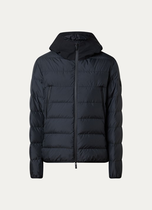 Moncler Puffer jack met donsvulling en capuchon - voorkant 2 zwart
