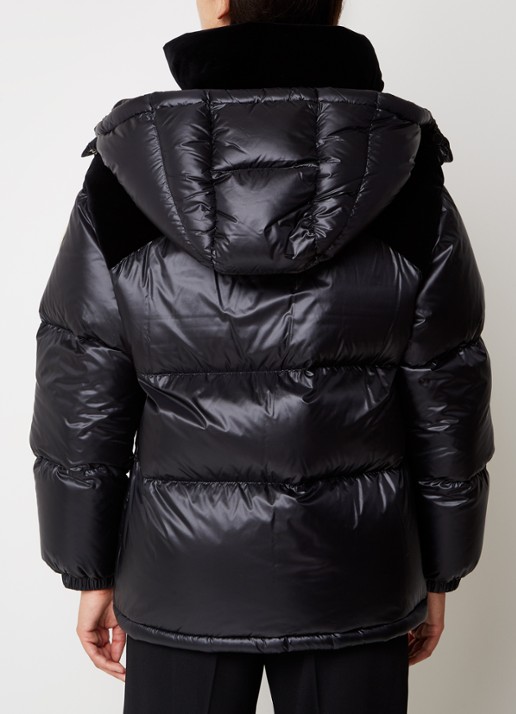 Moncler Puffer jack met donsvulling en details van fluweel - achterkant 5 zwart